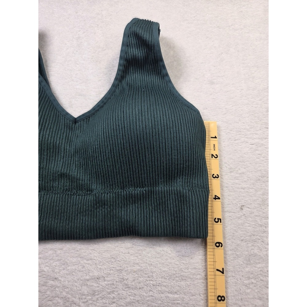 Aerie Real Good Ribbed Seamless Sports Bra Womens XL Green Athleisure Yoga Bra - Picture 7 of 9